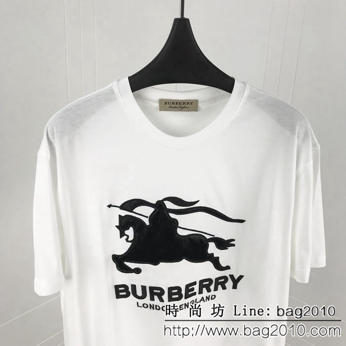 BURBERRY巴寶莉 19ss早春新款短袖 刺繡大騎士 刺繡立體字母 定制面料 高版本男女同款 ydi2226